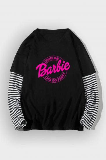 Siyah Come On Barbie Birleşik T-shirt