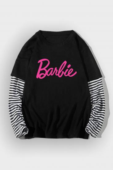 Siyah Barbie Yazılı T-shirt