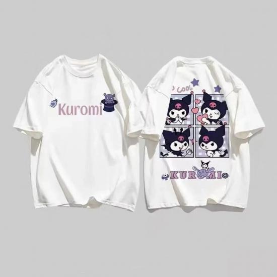Beyaz Unisex Sırt Baskılı Cool Kuromi T-shirt