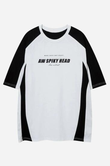 Beyaz Unisex Reglan Y2K Aw Spiky Head T-Shirt