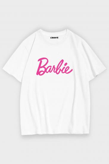 Beyaz Unisex Barbie Yazılı T-shirt