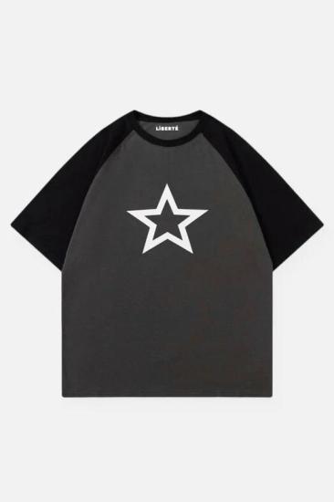 Füme Unisex Reglan Y2K Single Star T-Shirt