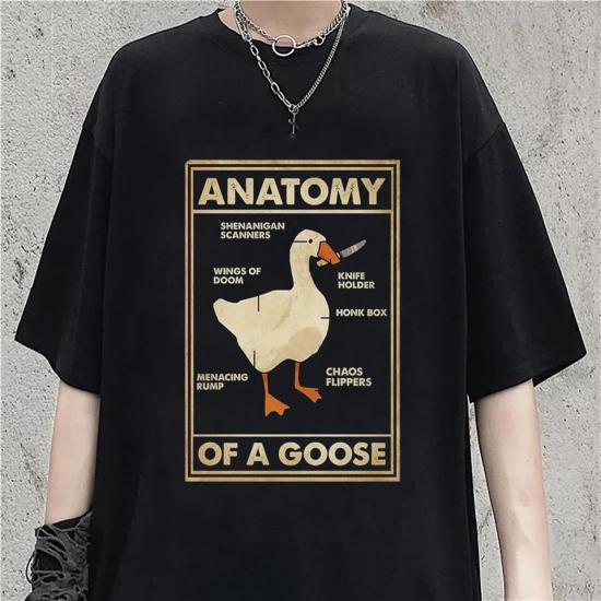 Duck Anatomy Baskılı Siyah Unisex Oversize T-shirt