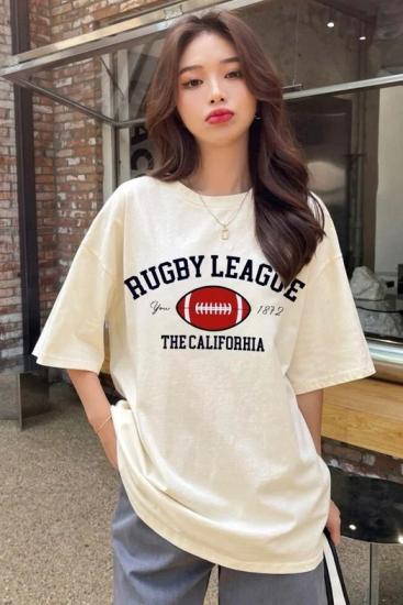 Bej Unisex Rugby League T-Shirt