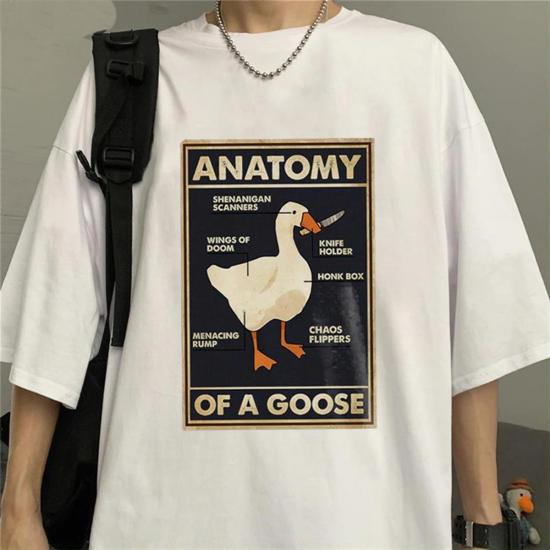 Duck Anatomy Baskılı Beyaz Unisex Oversize T-shirt