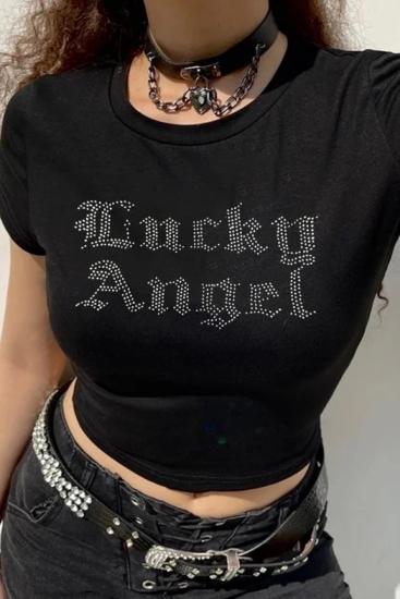 Siyah Lucky Angel Crop