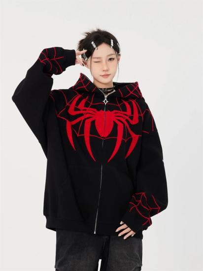 Siyah Kapüşonlu Kırmızı Spiderman Maske Hırka